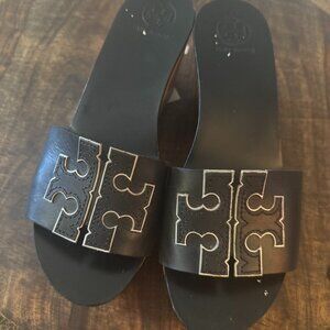 Tory Burch Patty Leather Platform Wedges sz 6